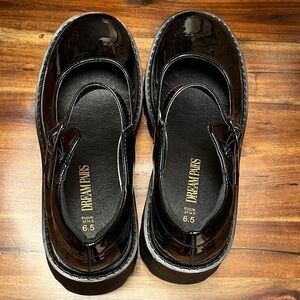 Black patent platform Mary Janes